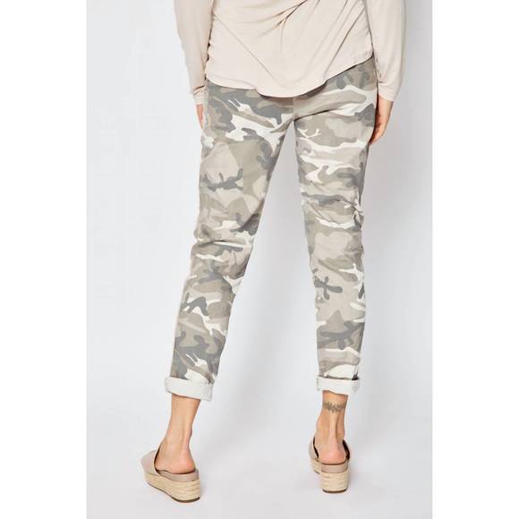 NEW JACQUELINE B CLOTHING d style silver stripe camo pants in sand - Picture 3 of 4